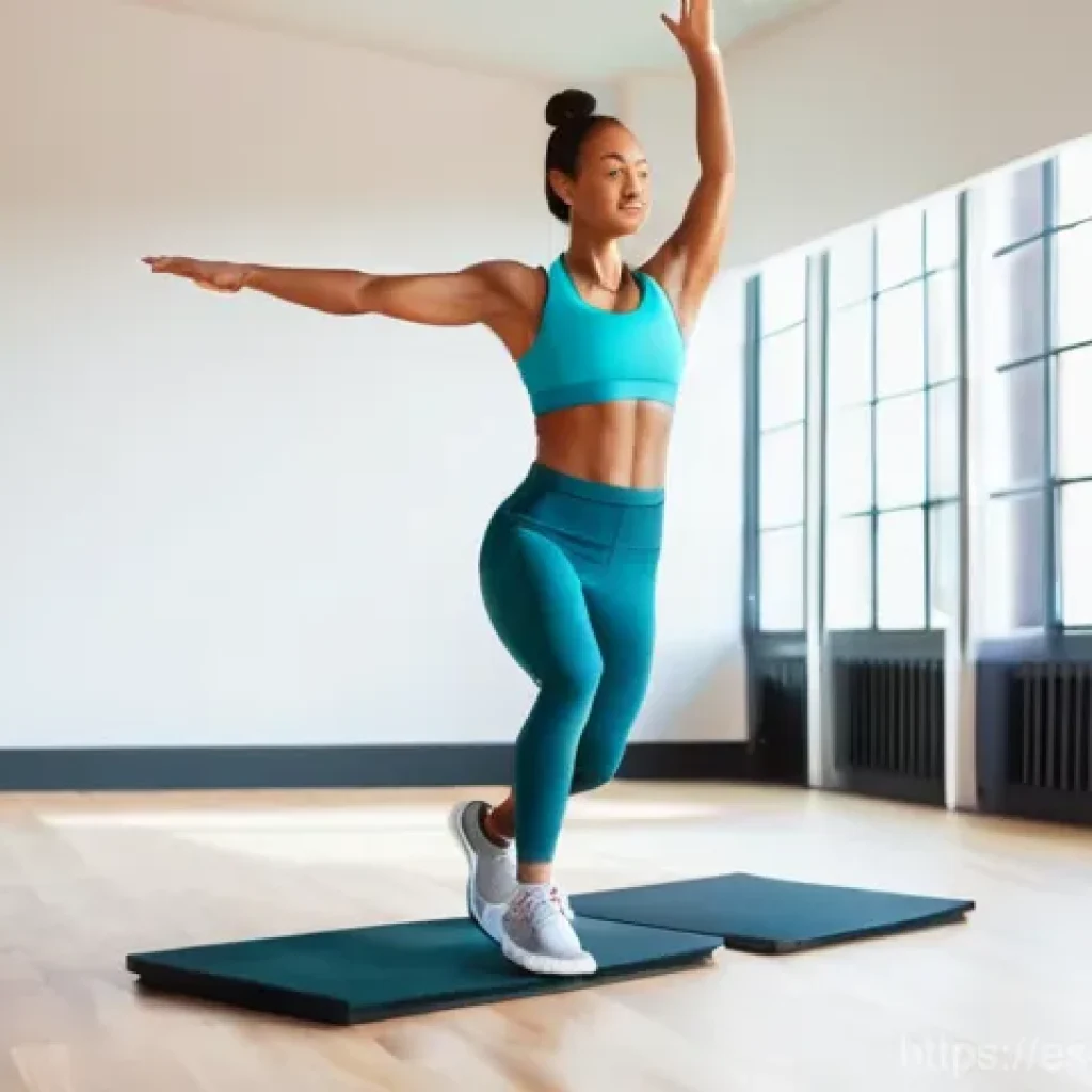 스텝박스 운동 루틴 - **Prompt 1: Dynamic Step Aerobics in a Modern Studio**
    A vibrant, full-body shot of a fit woman ...