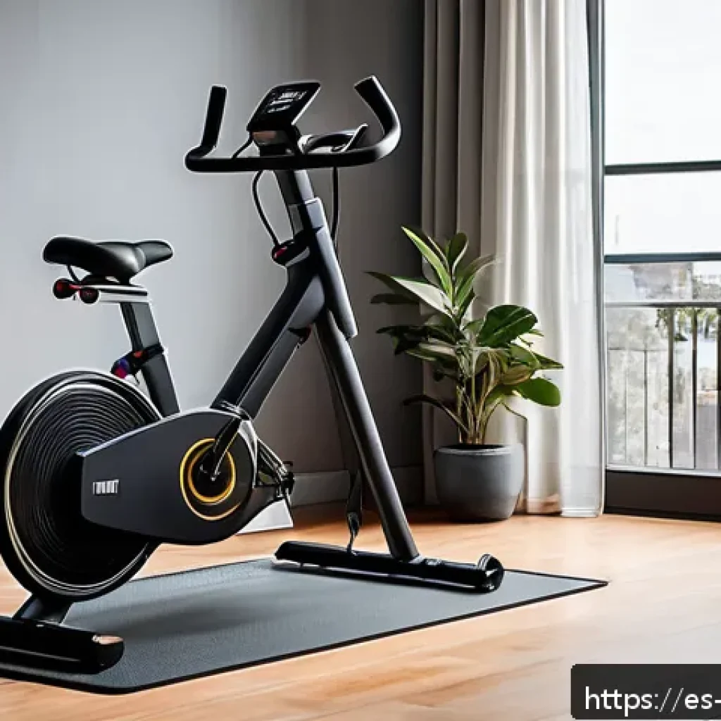저소음 운동기구 추천 - A modern, quiet home gym setup in a small apartment living room with wooden floors, featuring a slee...